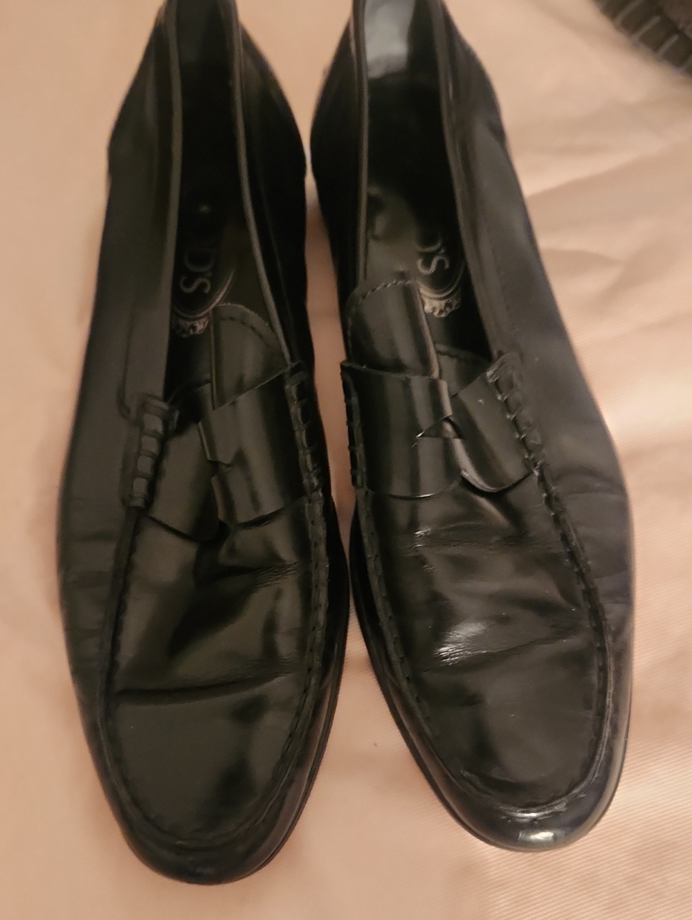 Tod's Classic Black Leather Penny Loafers